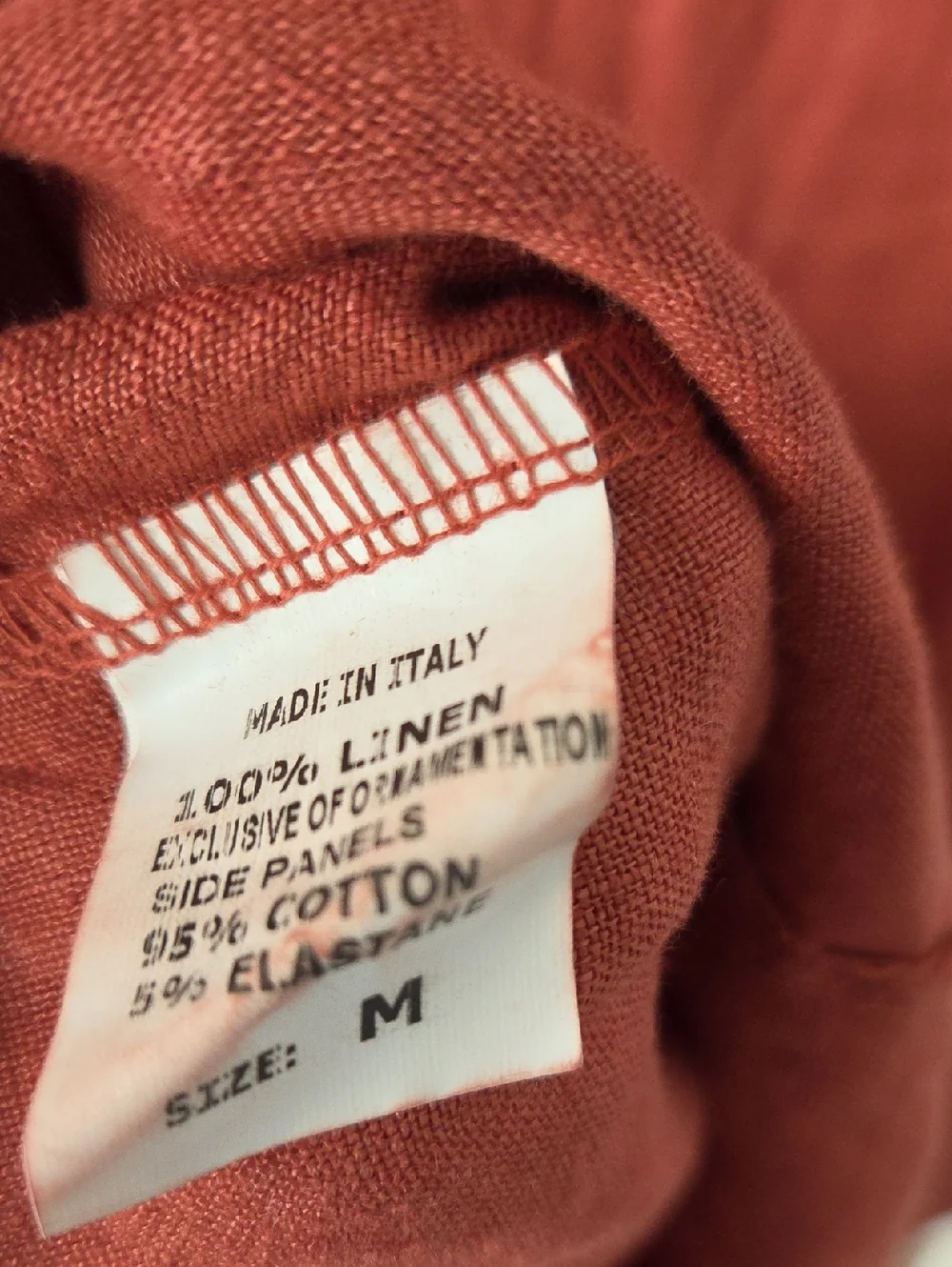 NWT Lina Tomei Linen Coccio Dress, Sz M. Rust, Burnt Orange With Beading - Picture 10 of 10